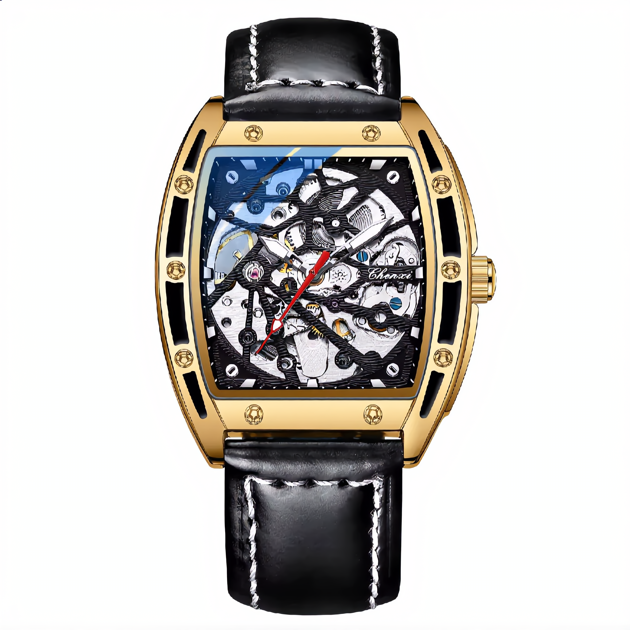 ANDALUS Men's Automatic Skeleton Watch — Tonneau Case Japanese Mechanical Movement
