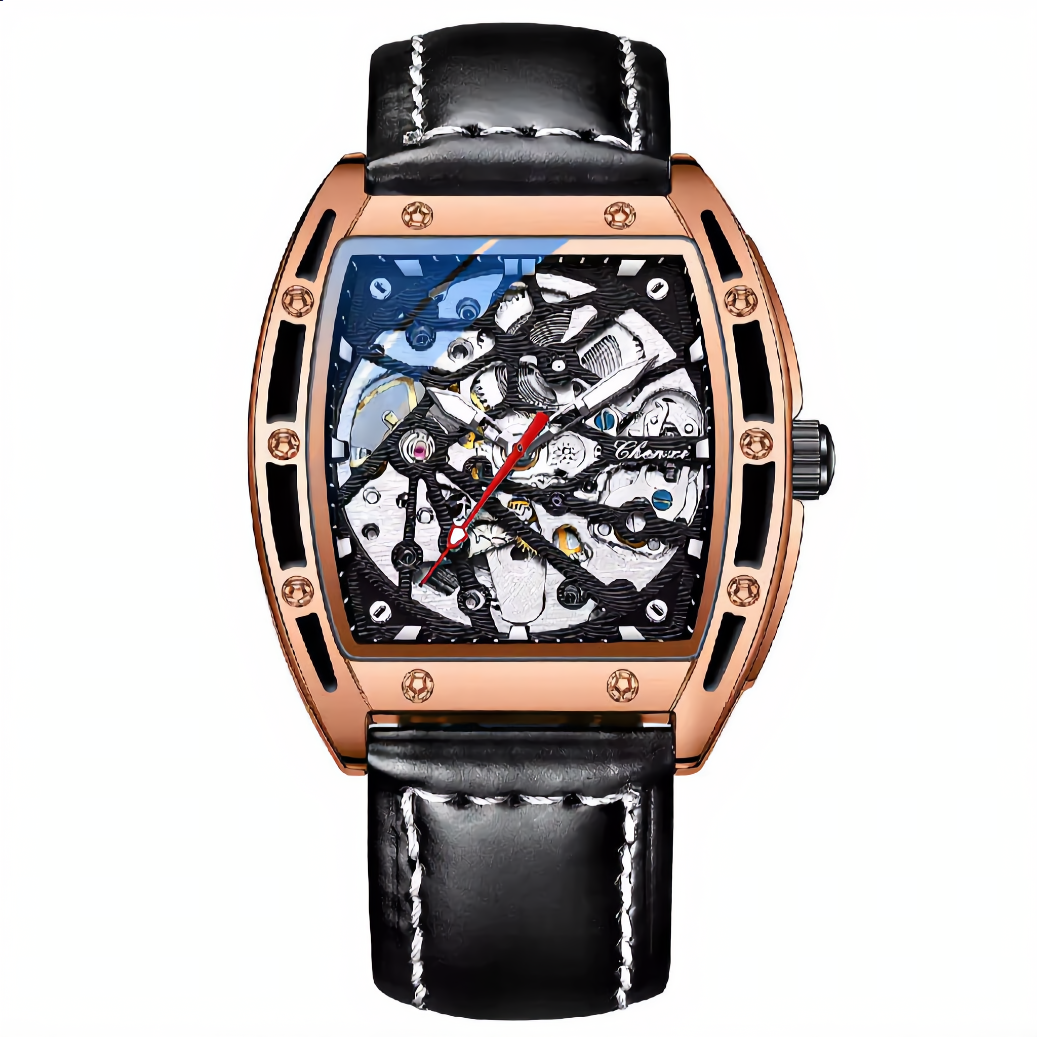 ANDALUS Men's Automatic Skeleton Watch — Tonneau Case Japanese Mechanical Movement