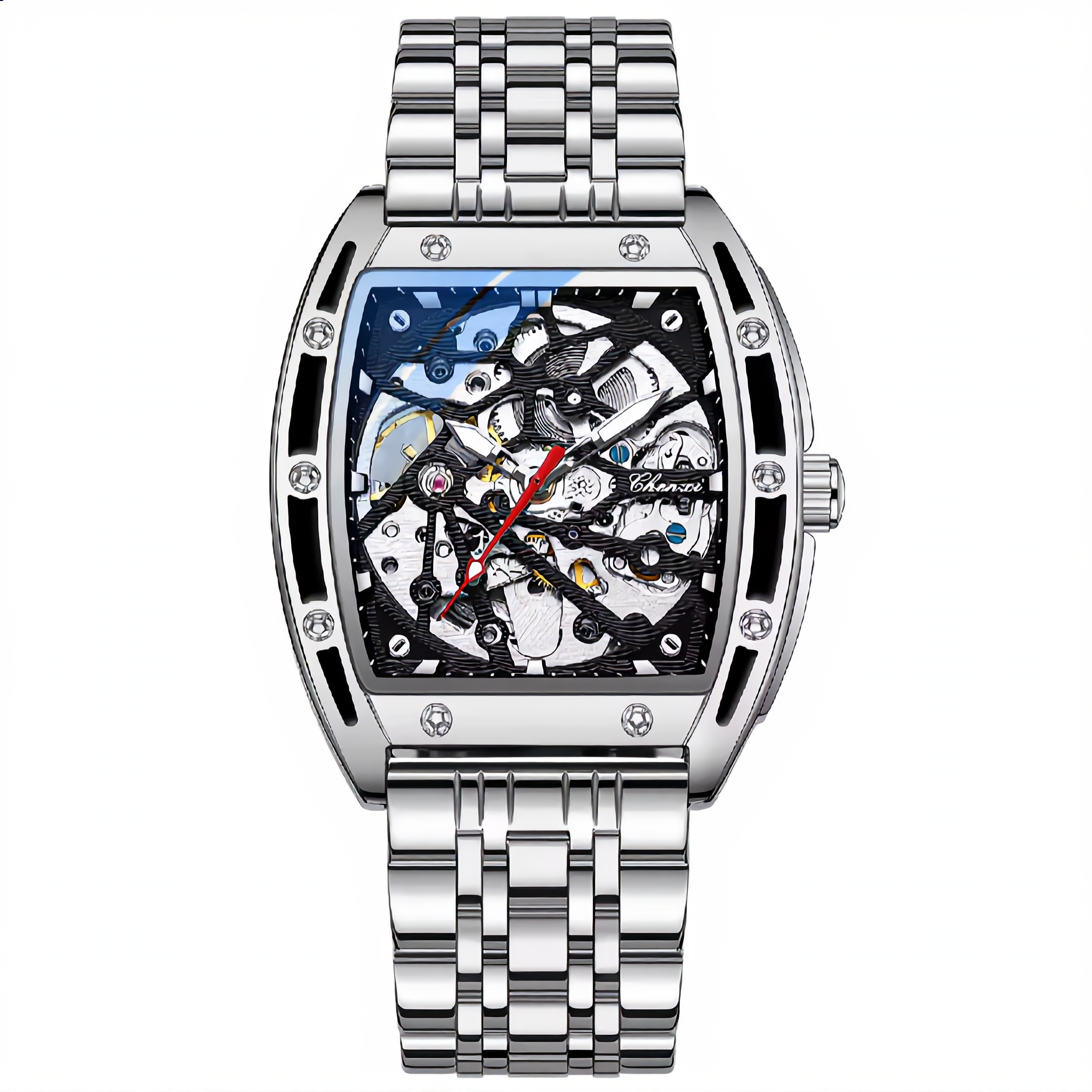 ANDALUS Men's Automatic Skeleton Watch — Tonneau Case Japanese Mechanical Movement