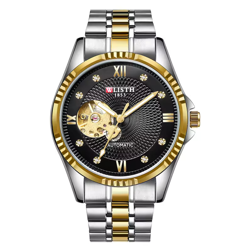 ANDALUS Men's Automatic Skeleton Watch — Diamond-Set Luxury Timepiece