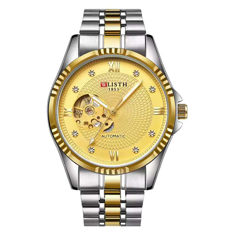 ANDALUS Men's Automatic Skeleton Watch — Diamond-Set Luxury Timepiece