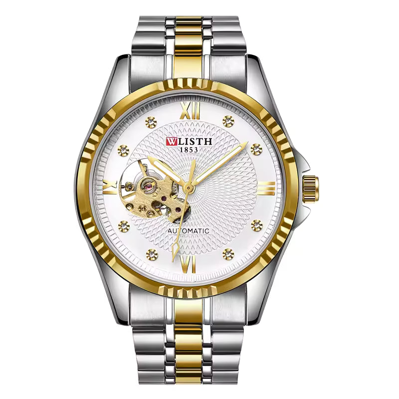 ANDALUS Men's Automatic Skeleton Watch — Diamond-Set Luxury Timepiece