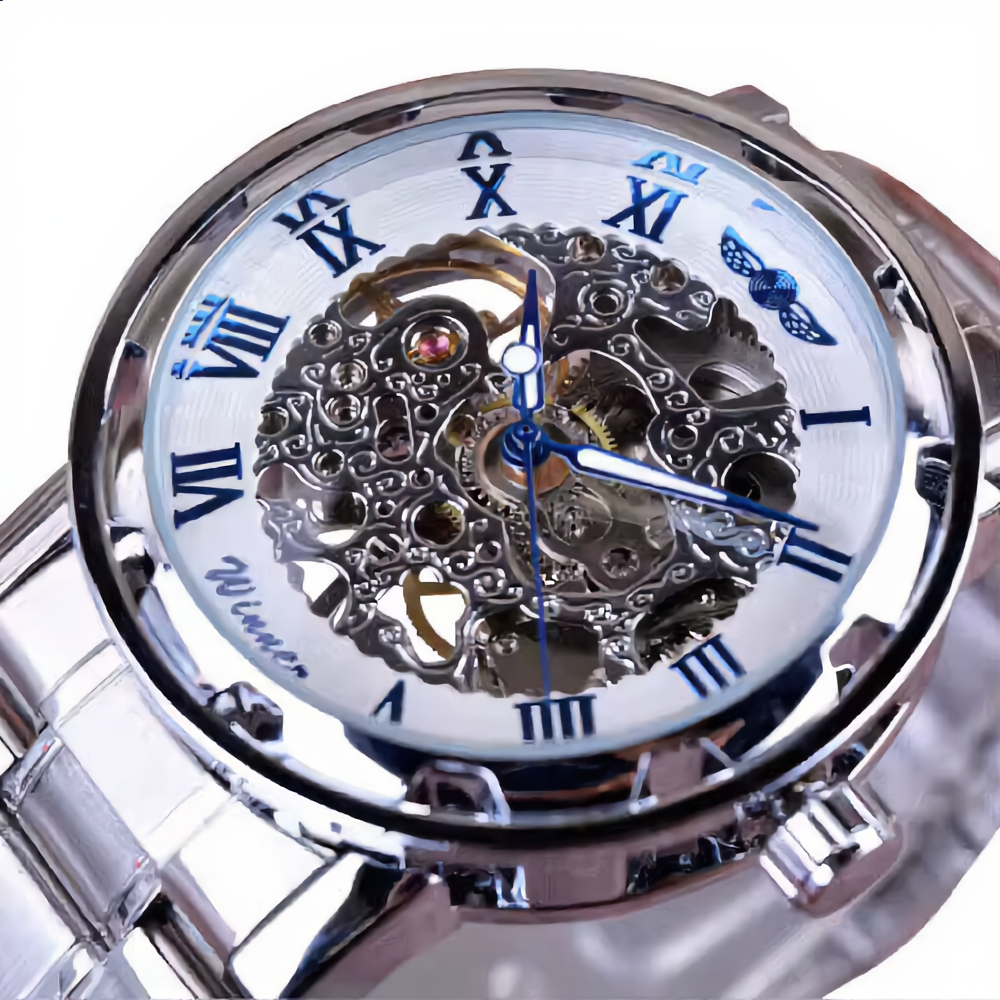 ANDALUS Men's Classic Skeleton Watch — Roman Numeral Transparent Mechanical Timepiece