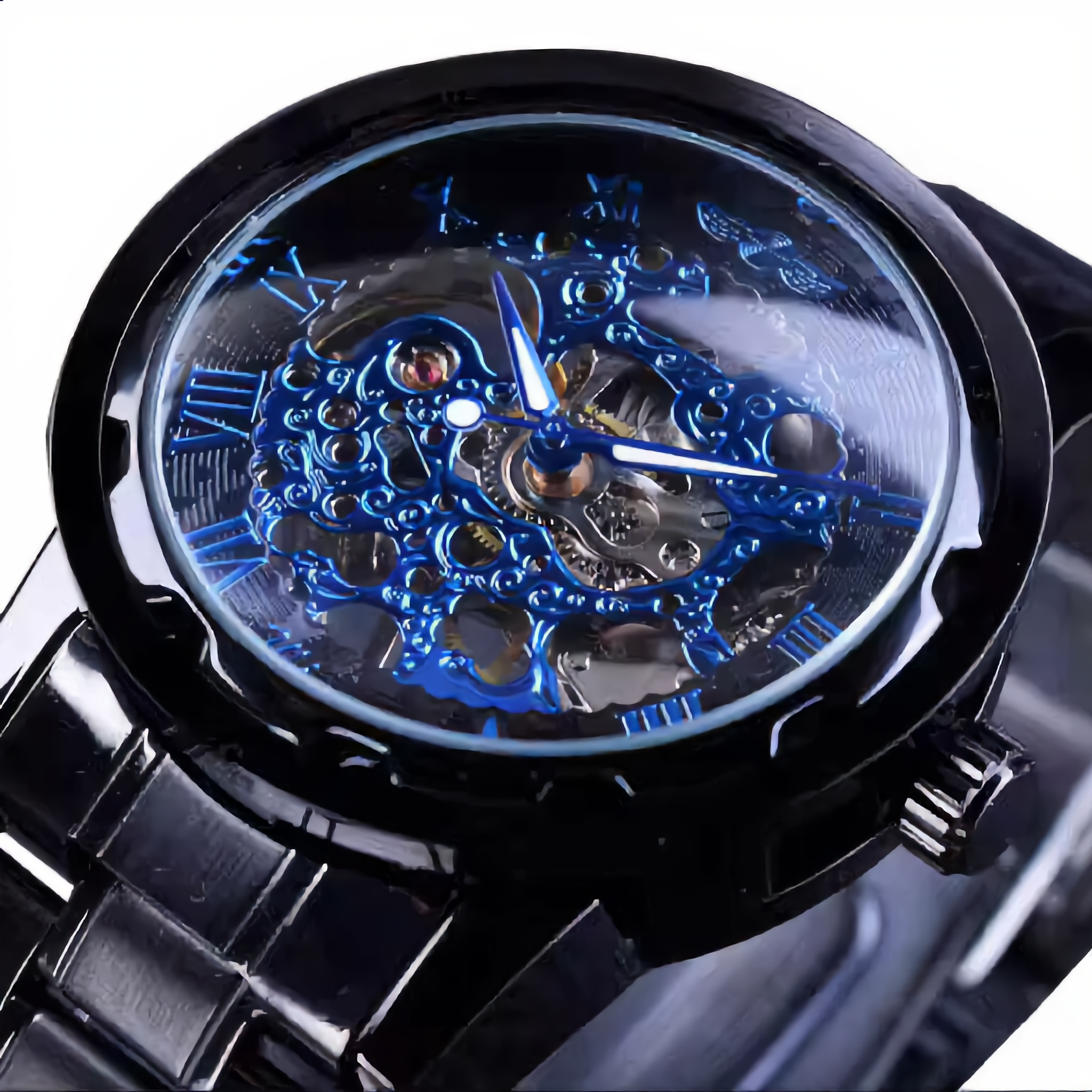 ANDALUS Men's Classic Skeleton Watch — Roman Numeral Transparent Mechanical Timepiece