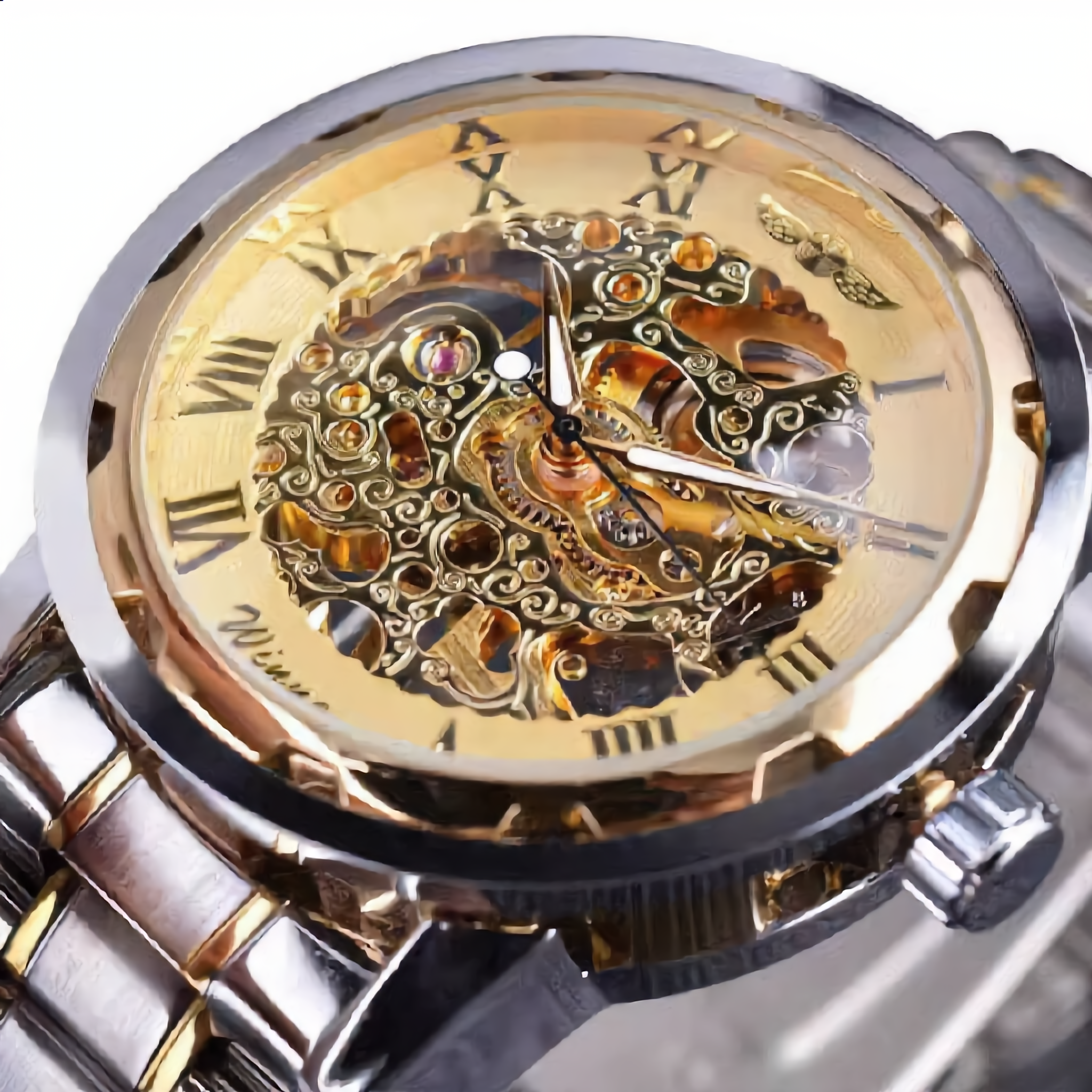 ANDALUS Men's Classic Skeleton Watch — Roman Numeral Transparent Mechanical Timepiece