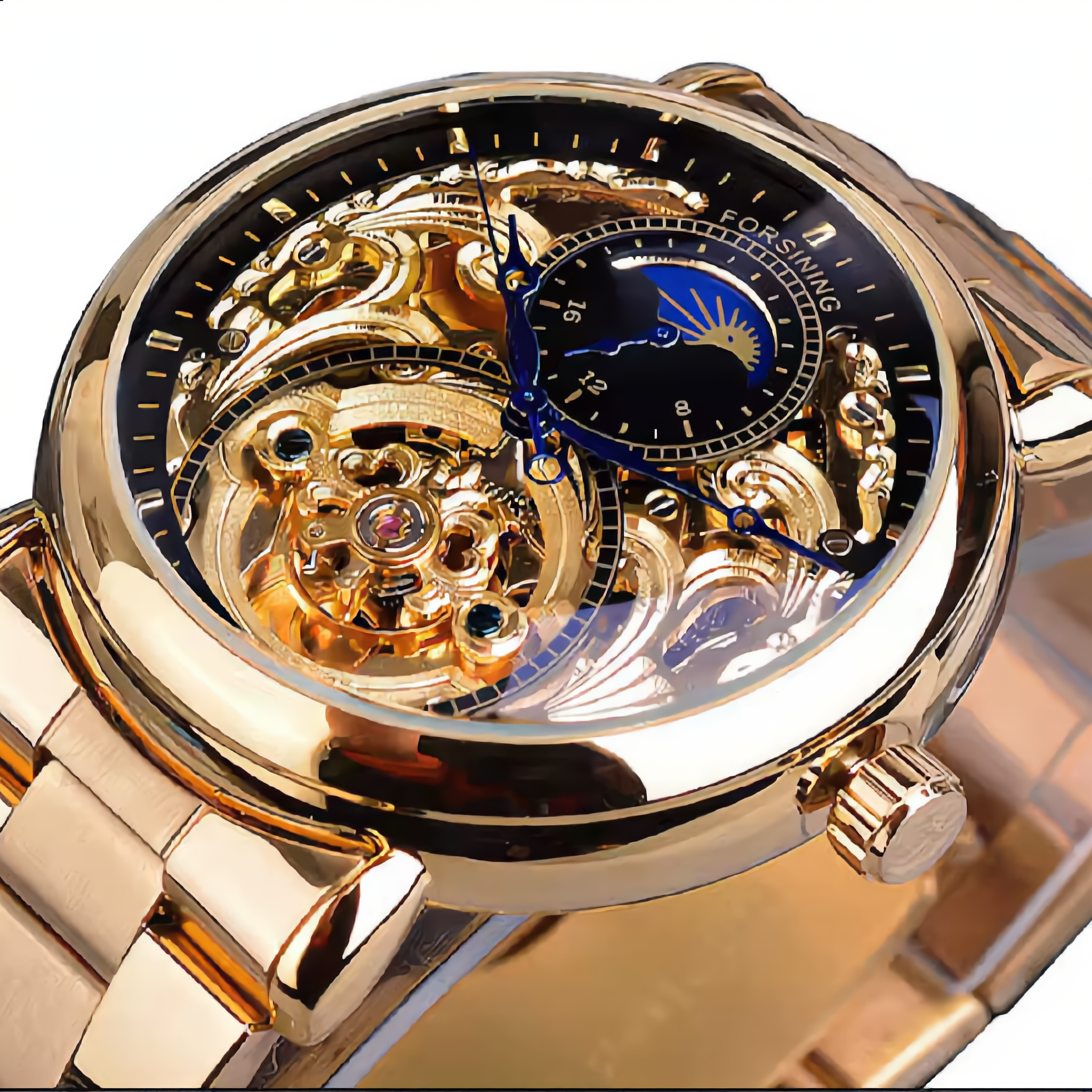 ANDALUS Tourbillon Moon Phase Watch — Automatic Mechanical Skeleton Luxury Timepiece for Men