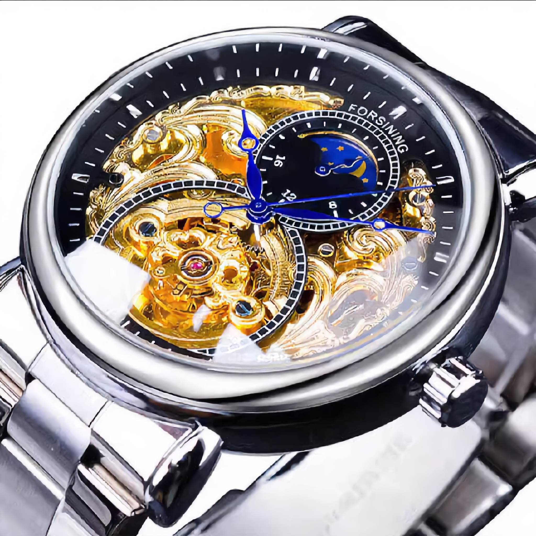 ANDALUS Tourbillon Moon Phase Watch — Automatic Mechanical Skeleton Luxury Timepiece for Men