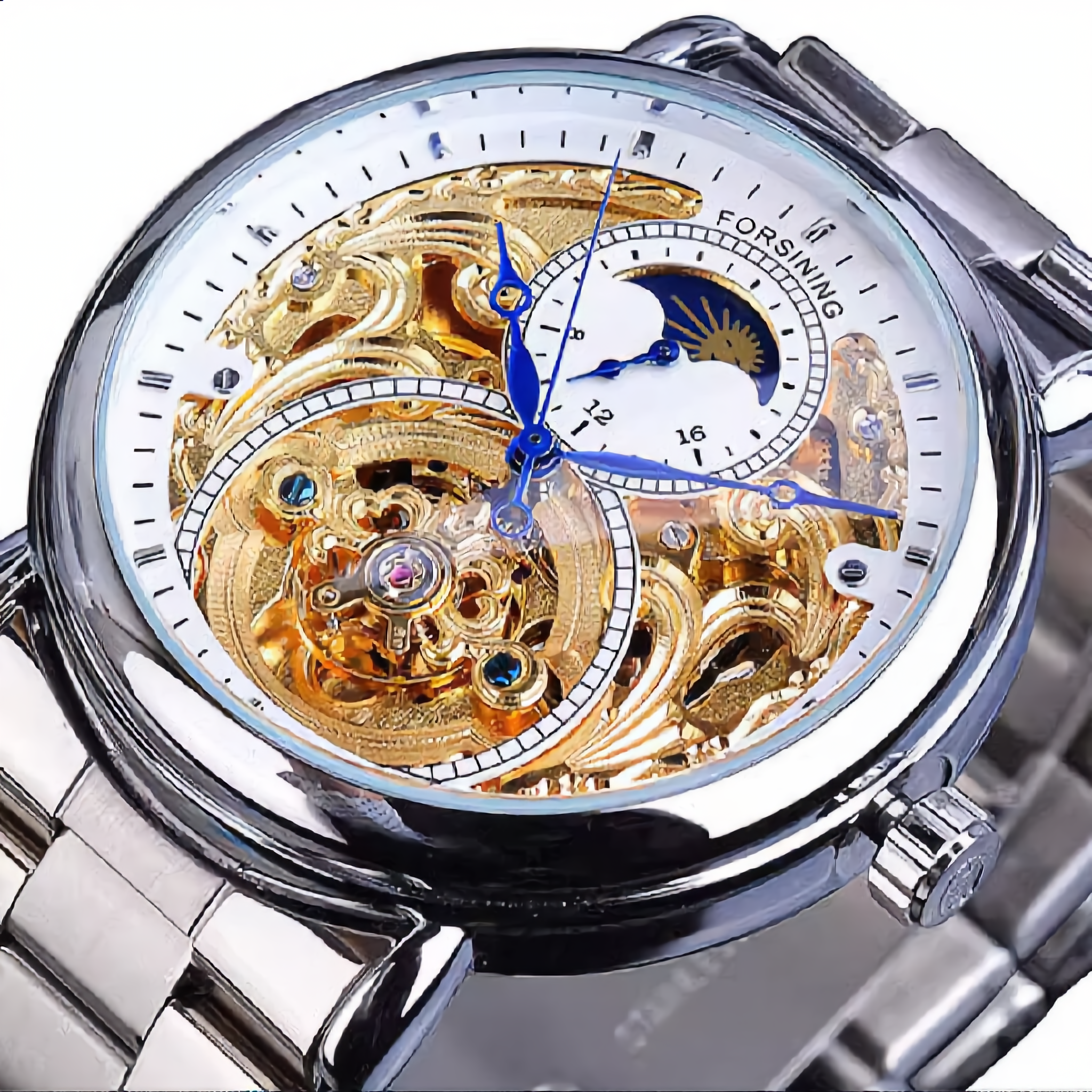 ANDALUS Tourbillon Moon Phase Watch — Automatic Mechanical Skeleton Luxury Timepiece for Men