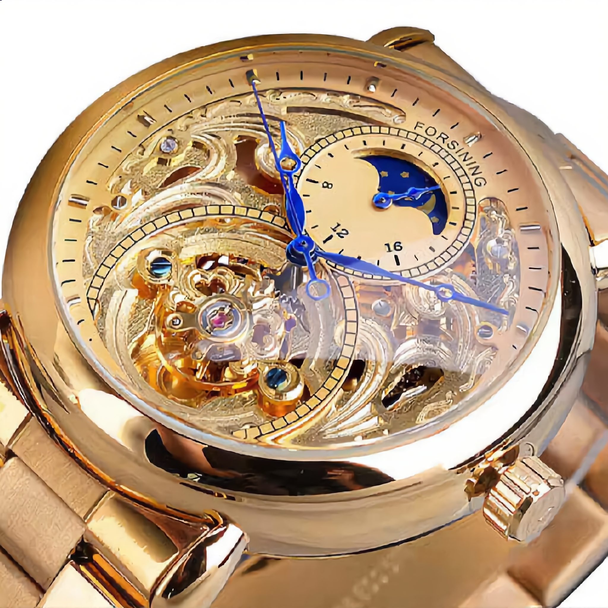 ANDALUS Tourbillon Moon Phase Watch — Automatic Mechanical Skeleton Luxury Timepiece for Men